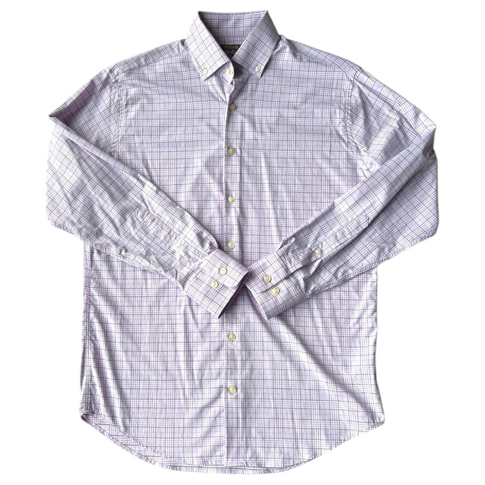 Peter Millar Summer Comfort plaid performance stretch sport dress shirt | M